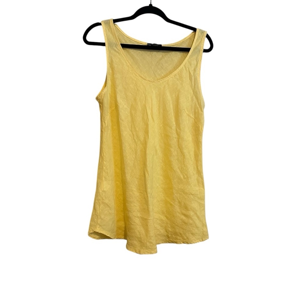 Bella Amore Yellow Linen Made in Italy Mini Shift Dress Unlined Size Medium